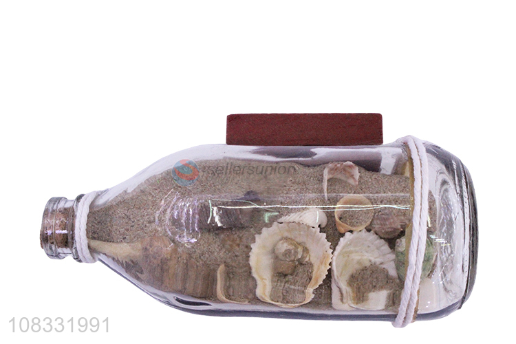 Best selling transparent glass drift bottle shell cork bottle