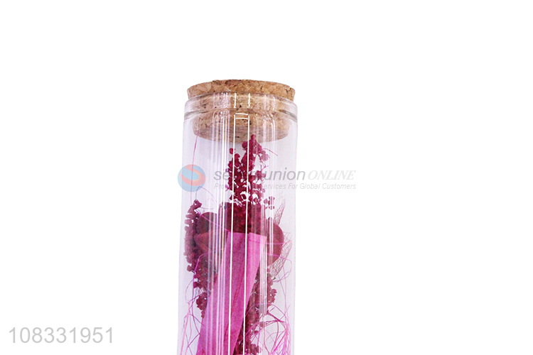 Factory Wholesale Creative Preserved Flower Glass Wishing Bottle