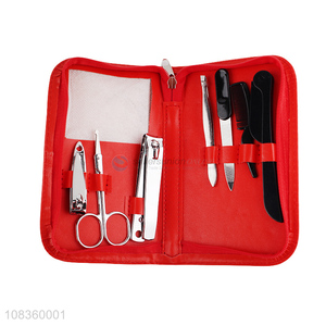 Factory price 7 pieces manicure set stainless steel nail file set