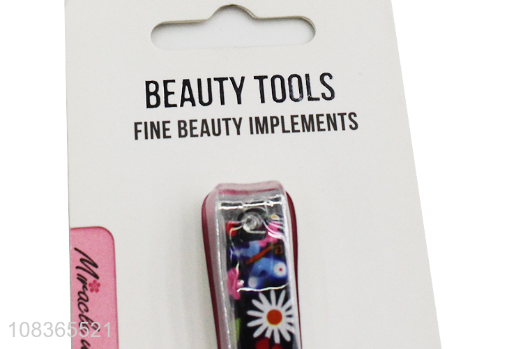Wholesale floral print mirror polished finish stainless steel nail clipper