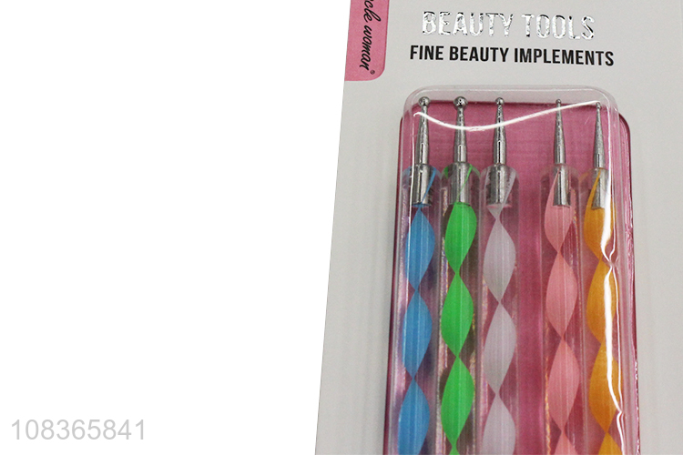 Good quality 5 pieces 2-way dotting pen nail art tool manicure kit
