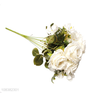 Hot selling <em>wedding</em> <em>decoration</em> white artificial rose flower
