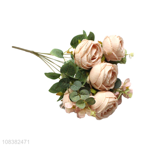 Factory wholesale 9heads <em>wedding</em> <em>decoration</em> artificial rose flower