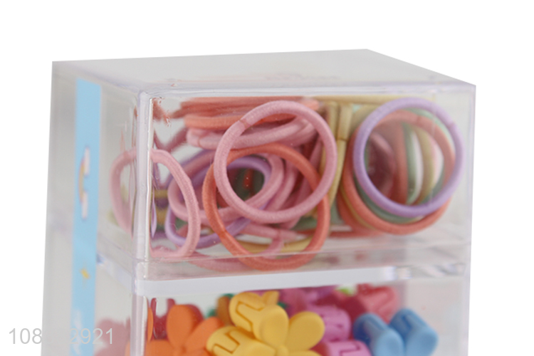 Hot sale colorful elastic hair bands and hair clips set for children