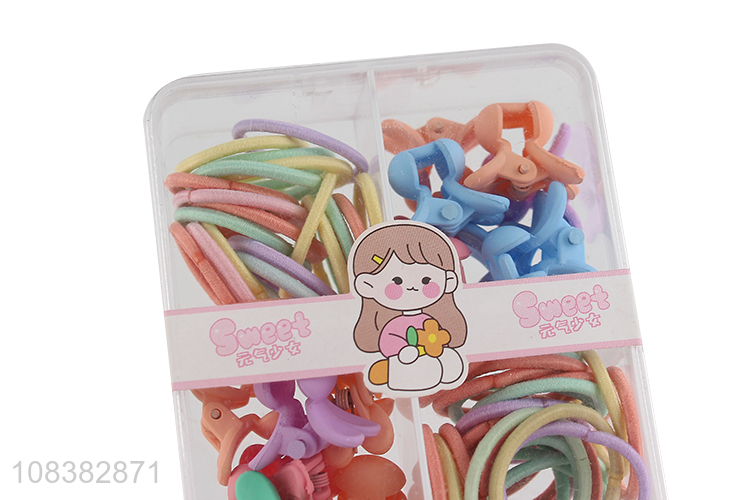 Wholesale colorful hair rings hair claw set kids baby hair accessories