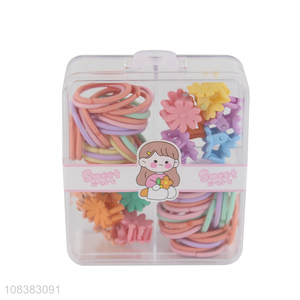New arrival colorful elastic hair bands and flower hair clips set