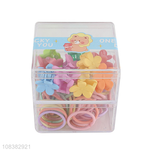 Hot sale colorful elastic hair bands and hair clips set for children