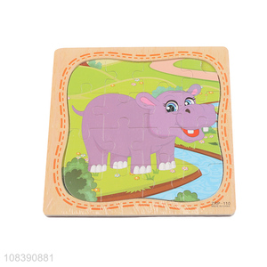 Factory direct sale kids cartoon animal wooden puzzle for gifts