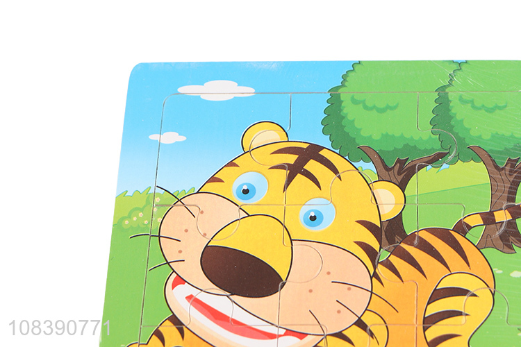 Factory wholesale cartoon tiger wooden puzzle for toddler