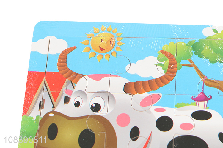 Factory wholesale cartoon cow educational jigsaw wooden puzzle