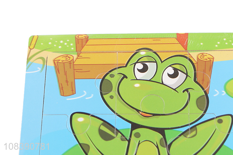 Yiwu market cartoon frog puzzle kids wooden educational jigsaw