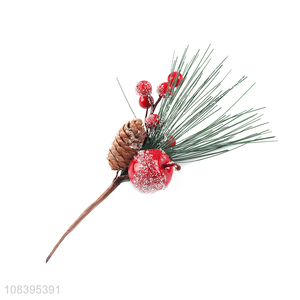 China wholesale pine cone christmas picks with red berries