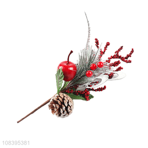 Low price red berries pine cone christmas twigs for sale