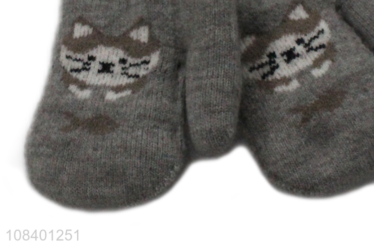 Hot products cat pattern children winter gloves for sale