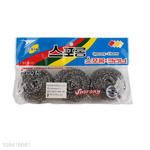 Wholesale 3 pieces durable steel wire scrubber scourer cleaning ball