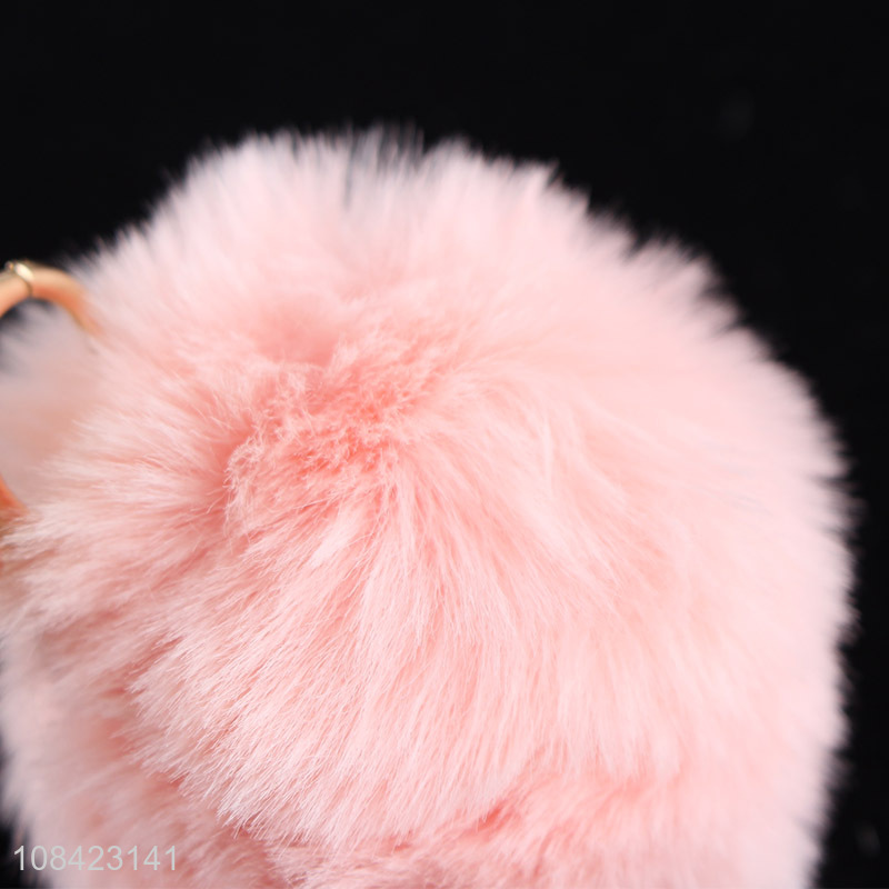 Good quality fur ball keychain pompom keychain keyring bag pendant