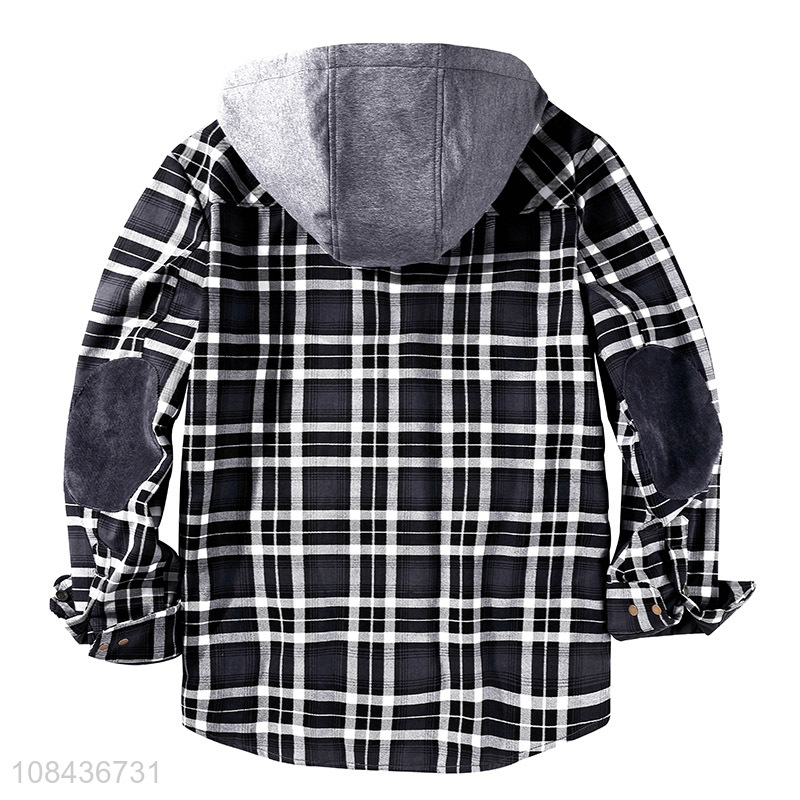 Wholesale men's winter plaid long sleeve sherpa lined shirt jacket plush size jacket