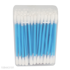 Hot selling 100pcs double headed wooden stick cotton swabs for personal care
