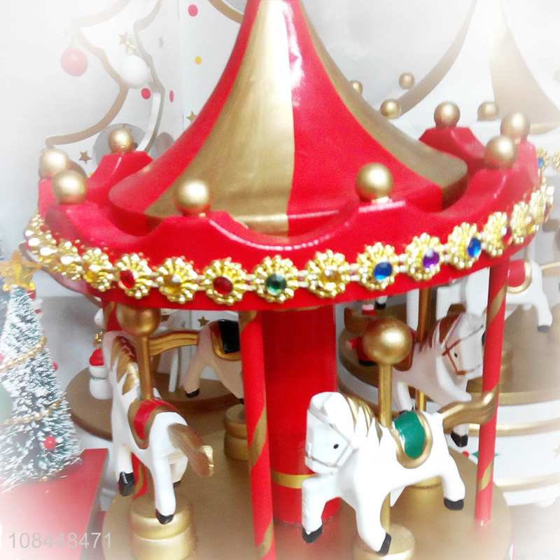 Factory price Christmas music box wooden carousel music box wooden crafts