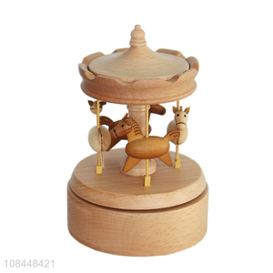 Wholesale custom wooden carousel music box merry-go-round music box kids gifts