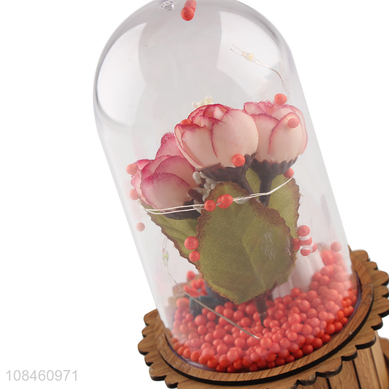 New products clear glass cover fake flower decoration for sale