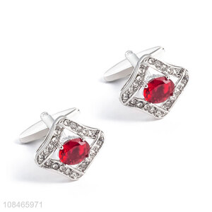 New style diamond red rhinestone metal cufflinks