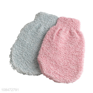 Wholesale double sided exfoliating bath glove mitt body scrubber