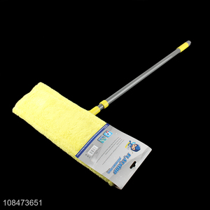 Wholesale wet and dry use telescopic flat mop with coral fleece mop head