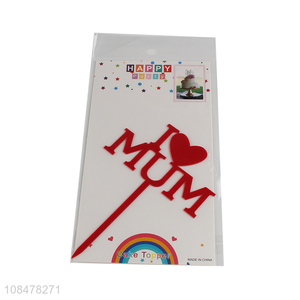 High quality I ♡ mom cake topper mother's day party cake decorations