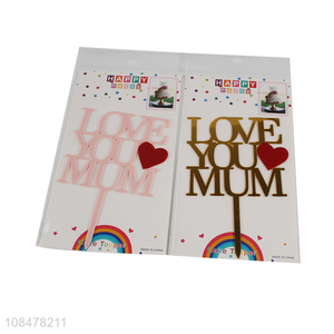 Wholesale love you mum cake topper acrylic cake topper cake decorations