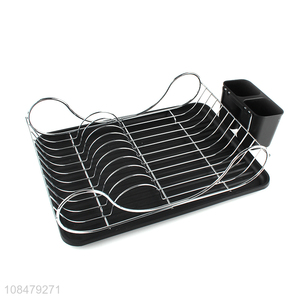 Factory supply iron wire dish drying rack storage rack with cutlery holder