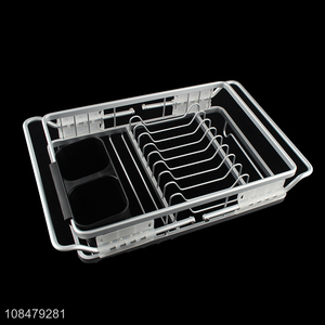 High quality expandable aluminum wire dish drying rack utensil holder