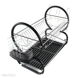 Wholesale 2 tier iron wire dish drying rack for kitchen countertop