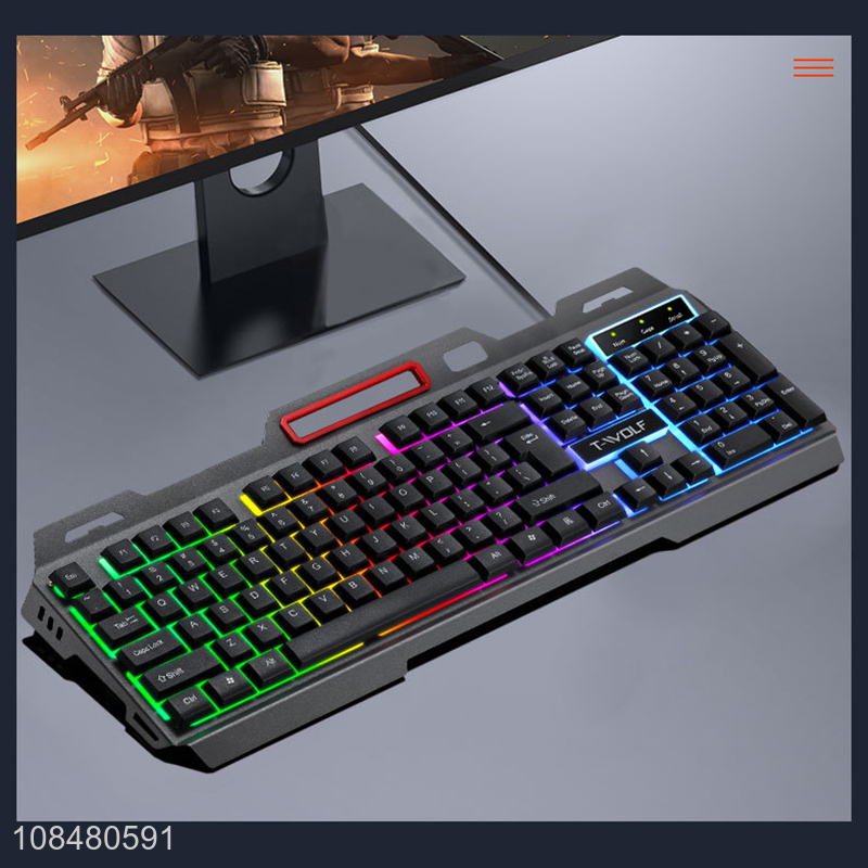 Hot sale 104 keys metal pannel gaming keyboard wired backlit keyboard