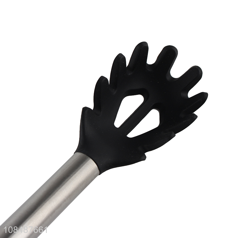 Factory price heat resistant silicone spaghetti spatula with metal handle