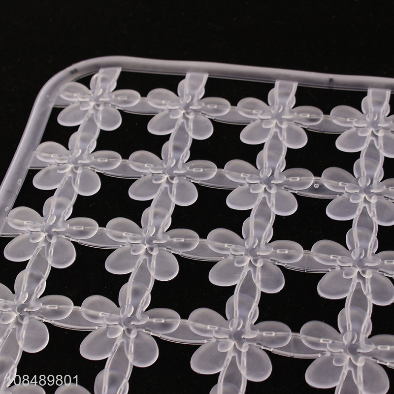 Wholesale flower design pvc sink mat dish drying mat for kitchen