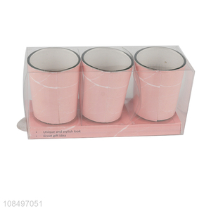 Hot sale 3pcs/set marble candle holders glass candle jars for decoration