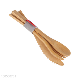 Hot sale 3pcs/set natural bamboo cutlery set with spoon, fork and table knife