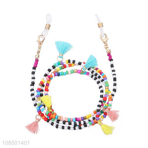 High quality ladies charm color tassel beaded glasses chain