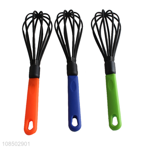 Factory price color plastic handle egg whisk kitchen eggbeater