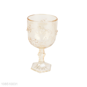 Good quality engraved colored wine glasses stemmed glass wine cup