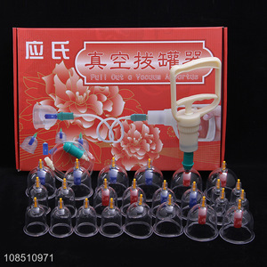 Wholesale 24 cups Chinese acupoint vacuum cupping therapy set with pump