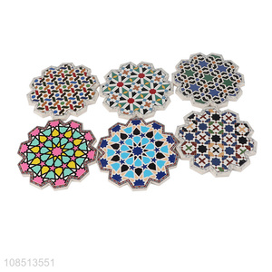 Wholesale water-absorbent mandala ceramic coaster for tabletop decoration