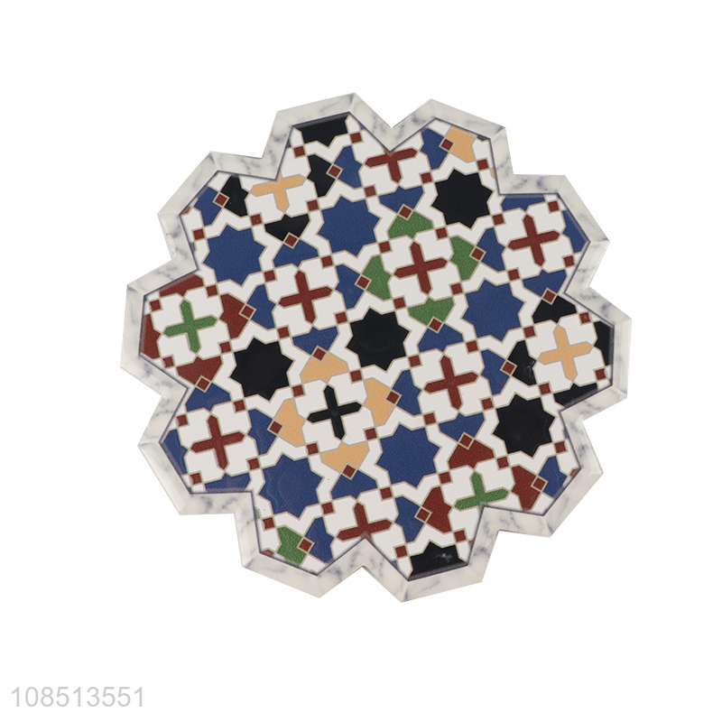 Wholesale water-absorbent mandala ceramic coaster for tabletop decoration