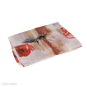 Wholesale floral print thin long polyester scarf shawl for summer