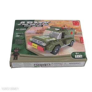 Factory direct sale army series jeep building block toys for children