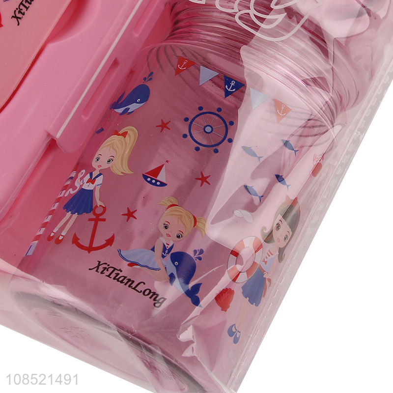 Wholesale plastic lunch box and water bottle set for kids girls
