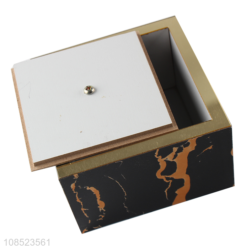 Good quality stylish marble pattern density board storage box with lid