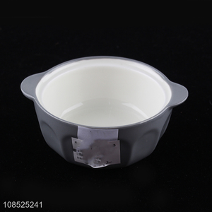 Best price round grey ceramic bowl dinnerware with handle