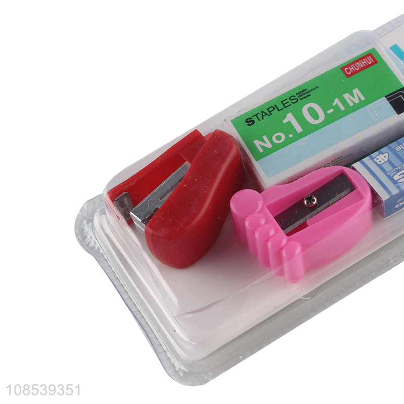 Yiwu market office binding supplies stapler set wholesale
